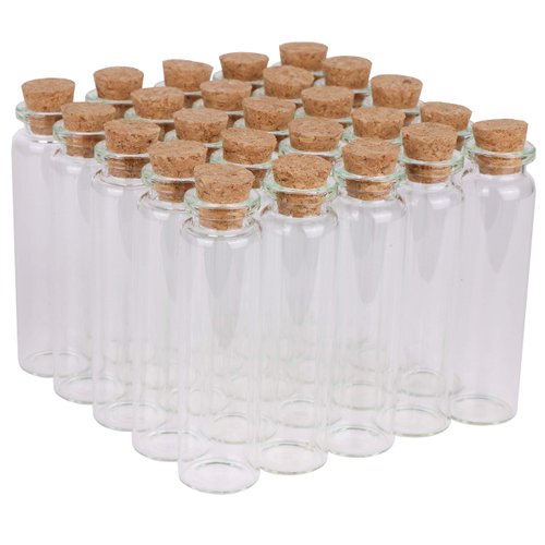 MaxMau 20ml Small Glass Bottles,Tiny Glass Vials,Jars with Cork Stoppers,Message Bottles,Wishing Bottle for Wedding Favors, Baby Shower Favors, DIY Art Craft Storage,24pcs