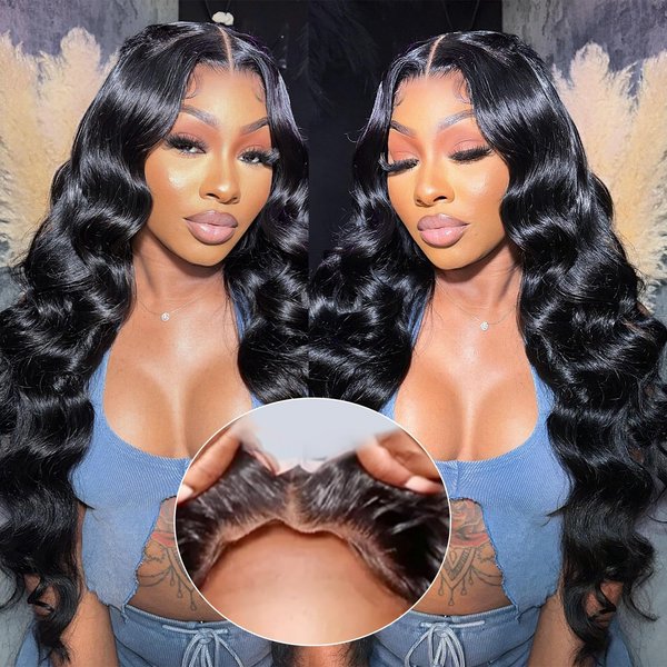 18 Inch 8x5 HD Lace Front Wigs Human Hair Wear and Go Glueless Wigs Human Hair Pre Plucked Pre Cut Lace Glueless Wigs for Women Upgraded No Glue Body Wave Lace Front Wigs Human Hair 180% Density