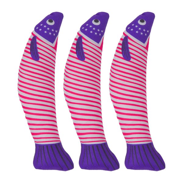 Haourlife 3-Pack Catnip Fish Toys for Cats - Interactive Striped Plush Set, Perfect for Play and Exercise