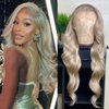 Mscathy Ash Blonde Body Wave Lace Front Wigs Human Hair 13X4 Human Hair Wigs HD Lace Front Breathable Hair Pre Plucked HD Transparent 180% Density (Ash Blonde, 24 Inch)