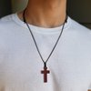 JISHGS Natural Wood Cross Pendant Necklace for Men Women Boy Girls ， Cross for Car Mirror Pendant,Wooden Cross Necklace Gift (Brown)