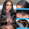 26inch (100% Human Hair) Body Wave Lace Front Wigs Human Hair 13x4 HD Lace Front Wigs Human Hair Pre plucked 180% Density Frontal glueless human hair wig for women (1B# 180%Density, Body 26inch)
