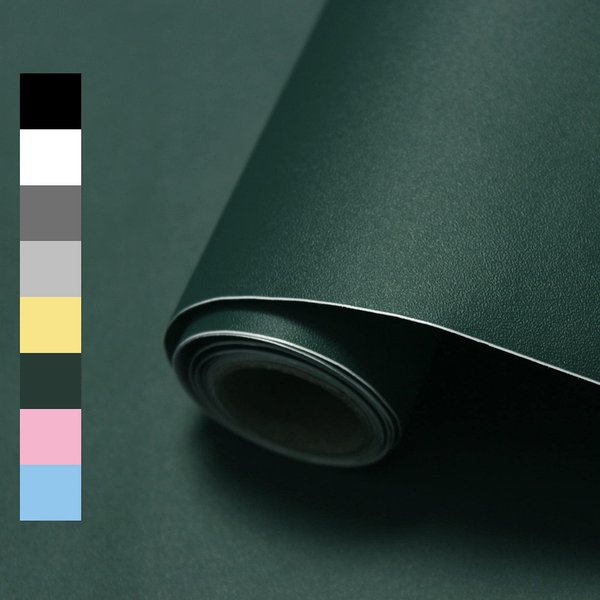 WADILE Peel and Stick Wallpaper 15.9in x 393.7in, Solid Color Contact Paper Waterproof, Vinyl Colored Wall Paper Self Adhesive, Textured Wallpaper Removable for Cabinets/Countertop, Dark Green
