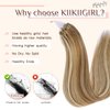 KiiKiiGirl Virgin Microlink Hair Extensions - Human Hair,20inch Micro link Hair Extensions Human Hair Micro Beads Hair Extensions Human Hair Chocolate Brown to Caramel Blonde 30G/Pack