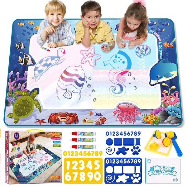 Water Doodle Mat Toddler Toys for Ages 2-4, Magic Color Mat Kids Toys Water Drawing Mat for toddlers 1-3-5 Year Old Educational Learning Toys for 2 3 4 5+ Years Old Boys Girls Birthday Christmas Gifts
