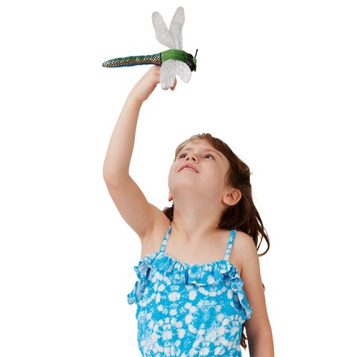 Folkmanis Mini Dragonfly Finger Puppet, Green, Blue, White