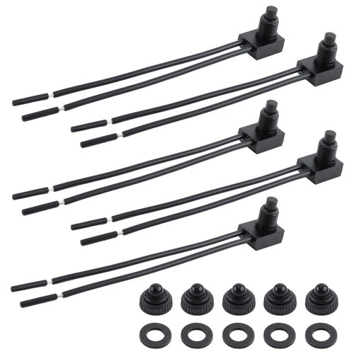 5Pcs 12V Waterproof Push-Button On-Off Switch, Carbhub 12V Waterproof Push-Button On-Off Switch with 4" Leads for Motorcycle/Auto Car