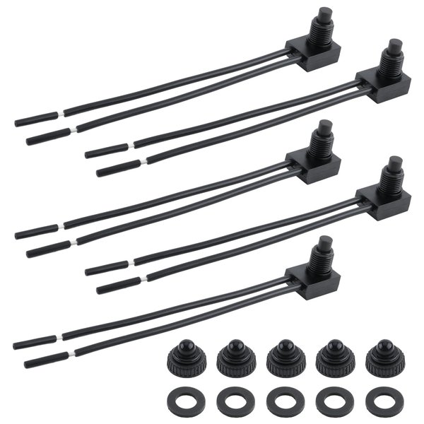 5Pcs 12V Waterproof Push-Button On-Off Switch, Carbhub 12V Waterproof Push-Button On-Off Switch with 4" Leads for Motorcycle/Auto Car