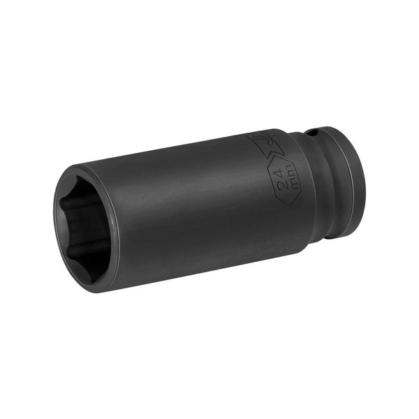 Jetech 1/2-Inch Drive 24mm Deep Impact Socket with 6-Point Design, Heat-Treated Chrome Molybdenum Alloy Steel, Metric