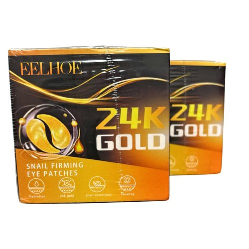 24K Gold Snail Firming Eye Patches, Hydrating and Glowing Treatment 2 PK
