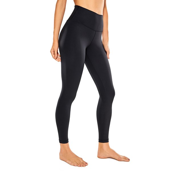 CRZ YOGA Women Naked Feeling Yoga Pants 25 Inches - 7/8 High Waisted Workout Leggings Black Small