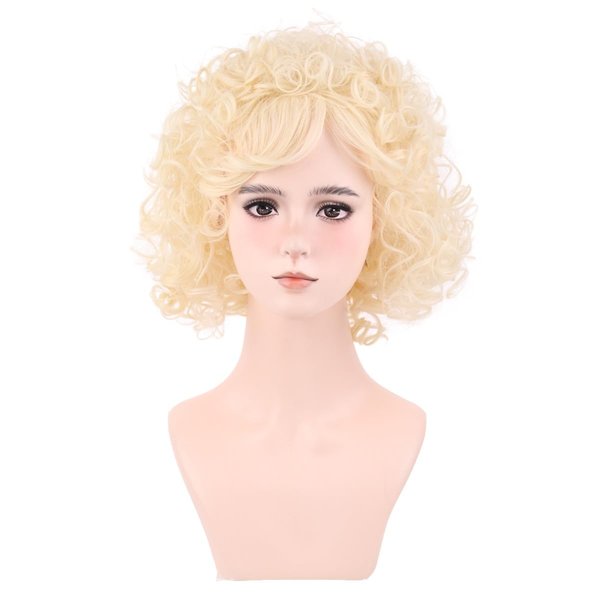 MAGQOO Singer Wig Long Blonde Curly Wave Wig Blonde 70s 80s Wig for Women Rock Halloween Cosplay Costume Party Wig