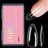 AILLSA Medium Almond Nail Tips Soft Gel Clear Nail Tips Preshaped Full Cover Nail Tips False Gelly Nail Tips for Nails Extension with Storage Box 216pcs 12 Sizes