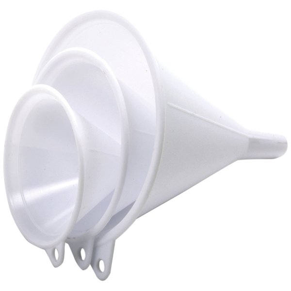 Norpro Plastic Funnel, Set of 3, Set of Three, White