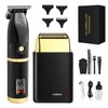 HIENA PRO Hair Trimmers and Foil Shaver for Men Kit,Men Professional Cordless Barbers Hair Clippers with LCD Display,Black Gold Zero Gapped Hair Trimmer, Double Foil Shaver,Gifts for Men