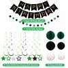 meowtastic Birthday Decorations, Happy Birthday Banner with Honeycomb Balls, Star Hanging Swirl Streamer, Circle Dot Garland, Happy Birthday Party Decorations for Women Men Boys Girls (Green & Black)