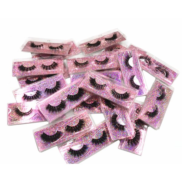 Ellazzle 10 Pairs Faux Mink Eyelashes Wholesale Lashes Pack, Lashes Natural Look 16mm-20mm False Eyelashes Pink