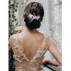 SWEETV 3Pcs Bridal Hair Pins White Flower Bride Hair Pieces Wedding Hair Side Combs Floral Headpieces Accessories Fall Beach Clip for Brides Bridesmaids Women Girls