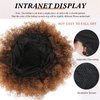 LEOSA Ombre Headband Wig Kinky Curly Wigs for Women Short Hair Afro Headband Wig Curly Natural Afro Wig with Headband Attached Brown Curly Glueless Wigs Synthetic Afro Curly Headband Wigs