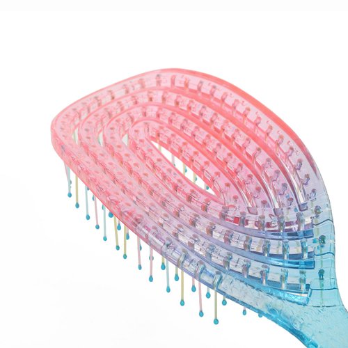 CANDYBRUSH Curved Vented Hair Brush Wet Detangling for Blow Drying Colorful for Straight Fine Hair for Women Round Detangler Soft Bristles Medium Pink-Blue Gradient