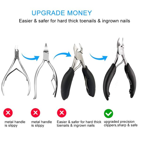 Toe Nail Clipper for Ingrown or Thick Nails- Toenails Trimmer and Professional Podiatrist Toenail Nipper for Seniors with Surgical Stainless Steel Super Sharp Blades Lighter Soft Handle