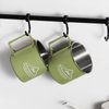 Bincoo 304 Stainless Steel Camping Cups Set of 2 - Enamel Coffee Mugs with Foldable Handles for Camping, Hiking, and Picnic, 10oz Capacity, Eco-Friendly and Sturdy. (Green)