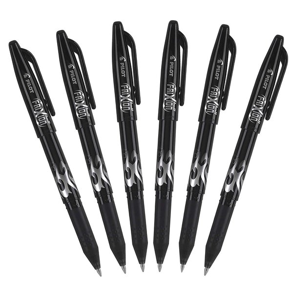 Pilot FriXion Ball 0.7mm Erasable Gel Pens, Fine Point, Black Ink, Pack Of 6