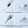 White Rhinestone Picker Dotting Pen, Rhinestone Tool With 2 Extra Wax Tips for Nail Art DIY,Dual End Nail Rhinestone Picker Tool with Crystal Beads Handle for Gems,Stones, Crystals Nail Art and Polish