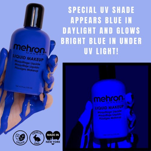 Mehron Makeup Liquid Makeup | Face Paint and Body Paint 4.5 oz (133 ml) (GLOW BLUE)