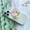 Ksadiye Expandiing Moblile Cell Phone Grip Heart Shape Glass Holder for Smartphones, Cellphone Collapsible Stand（ Pink Gold Marble