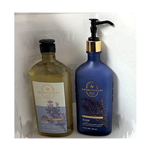 Bath & Body Works Aromatherapy Sleep - Lavender + Vanilla Body Lotion, 6.5 Fl Oz + Body Wash & Foam Bath, 10 Fl Oz