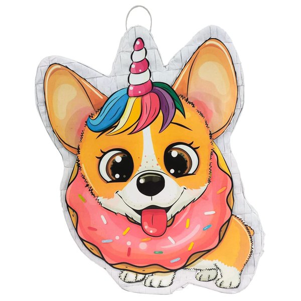 Dog Donut Pinata Bulk Candy Fill Spill Pinatas - Puppy Party Favor Game for Kids Boys Birthday Parties Supplies - Animal Theme for Baby Shower School Carnivals Dog Party Event - 16.5 X 12 X 4 Inch