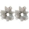 2 Pack Shiny Fluffy Dance Bun Organza Hair Scrunchies for Womens Bun Covers Headdress Ties Ponytail Bun Holders Hair Donut for Performance,Dance,Cheer,Party Favors (Grey)