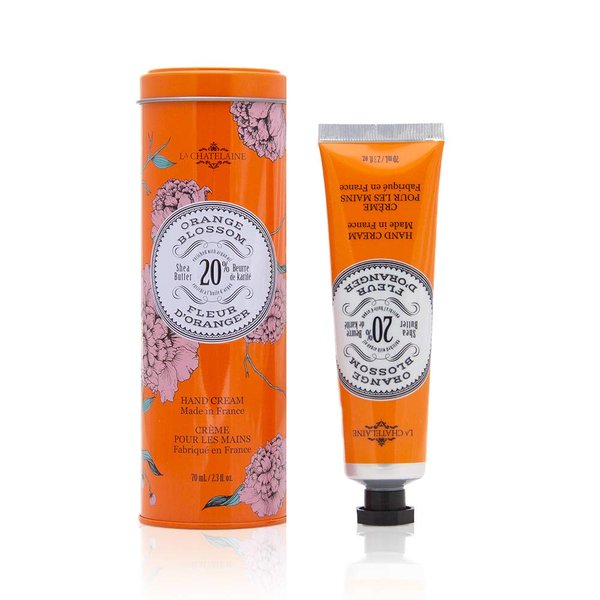 La Chatelaine Shea Butter Hand Cream, Made in France, Natural and Organic Ingredients, 70ml / 2.3 oz, Gift Tin, Orange Blossom