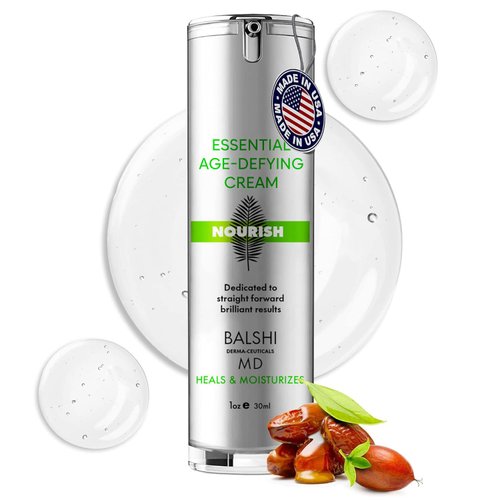 Balshi Derma-Ceuticals MD NOURISH Essential Moisturizer Face Cream - Infused w/Hyaluronic Acid, Jojoba Oil, & Squalane - Hydrates, Firms, & Revives Radiance - Diminish Wrinkles & Dark Spots - 30ml