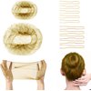 Blonde Hair Nets for Ballet Buns,40Pcs Invisible Hair Nets with 100Pcs U Shaped Hair Pins for Buns Dance Ballet Bun Hair Net Set Elastic Edges Mesh Hairnets Invisible Ballet Hair Net for Women(Gold)