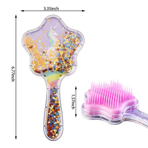 Zou.Rena Little Girls Hair Brush Easily Brushed Through Tangles-No Liquid,Glitter Confetti Unicorn Gifts Play for Kids Age 3-8(purple)