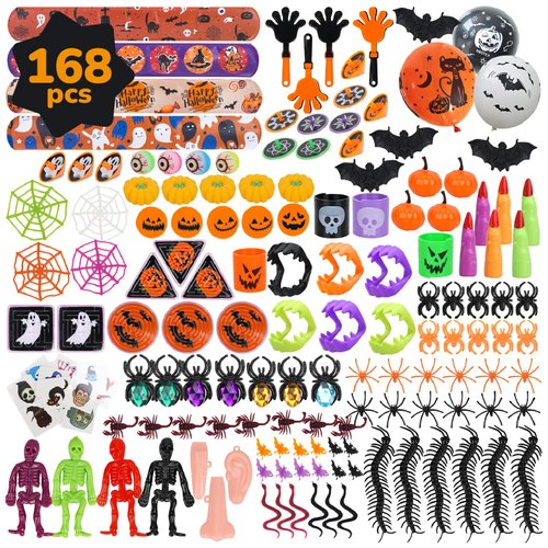 TOY Life Halloween Party Favors 168 Pcs Kids Party Favor Halloween Treats Toys in Bulk Goodie Bags Stuffers Return Gifts for Kids Birthday Party Favor Halloween Trick or Treat Classroom Party Supplies