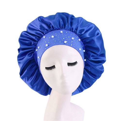 4 Pieces Women's Satin Rhinestone Sleeping Hat Night Sleep Cap Hair Care Salon Makeup Muslim Hijab Head Cover Bonnet Hat