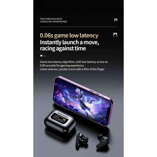 Wireless V5.4 Earbuds Compatible with LG 16Z90P-K.ARB4U1 Super ANC Noise Cancellation, Digital Display, IPX8, 48Hr Use, 300mAh PowerBank 100Day Standby Case