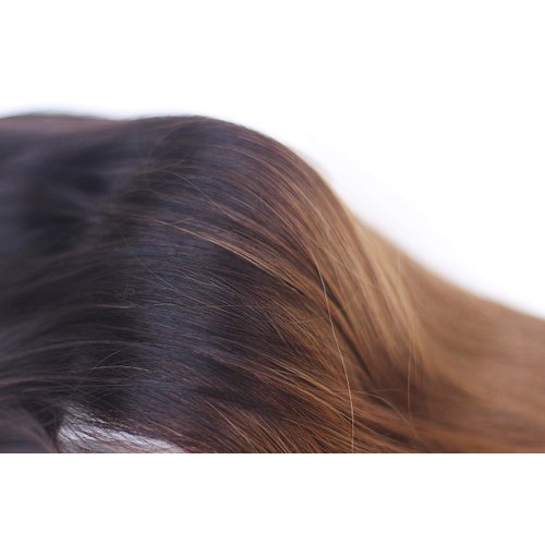 Tressmatch® 20”(22") Clip in RemyHuman Hair Extensions Thick to Ends Ombre/dip Dye Brunette/dark Brown to Chestnut/medium Brown Full Head Set [5.7oz/160grams]