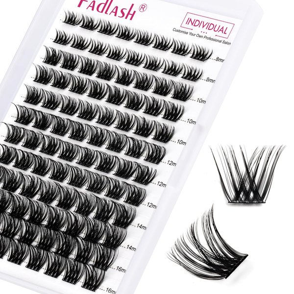 Lash Clusters DIY Eyelash Extensions 96 Clusters Lashes D Curl 0.07 Natural Individual Lash Extensions Mixed Tray False Eyelashes Soft & Strong Thin Band DIY at Home (F29-0.07D, 8-16mm)