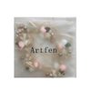 Artfen Handmade Bridal Flower Garland Bow Headband Bridesmaid Children Crown Hair Wreath Halo Adjustable Ribbon Wedding Festivals Party Cosplay
