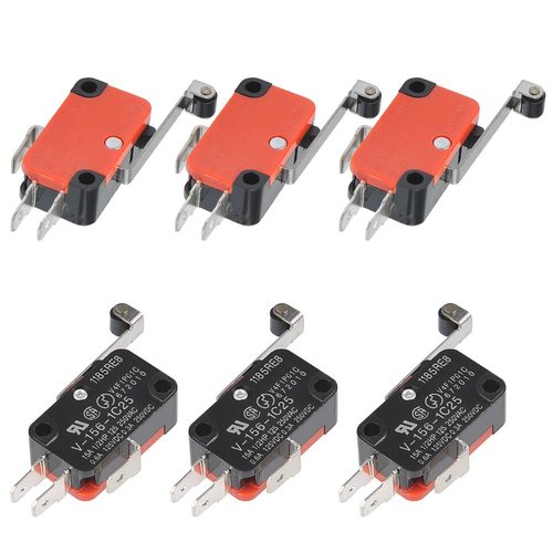 BUYGOO 6Pcs V-156-1C25 Micro Limit Switch with Hinge Roller Momentary SPDT Snap Action for Arduino CYT1046