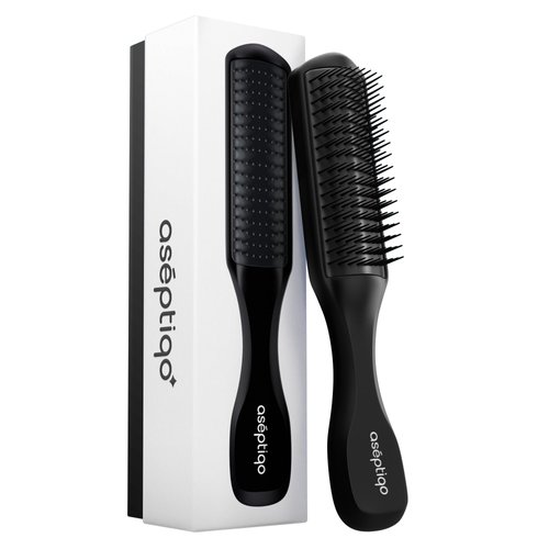 Detangling Hair Brush, Compact & Easy to Clean Multi Purpose Detangling HairBrush for Women, Men - Ideal for All Hair Types, Wet or Dry, Heat Resistant Hair Brush, Cepillo de Pelo (Midnight Onyx)