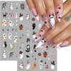 Halloween Nail Art Stickers Cute Ghost Pumpkins 3D Self-Adhesive Nail Decals Bat Skull Spider Web Designs Nail Stickers Halloween Nail Supplies Nail Art Design for Women Girls 6 Sheets