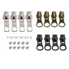 Meikeer 12 Pieces #5 Zipper Slider Repair Kits Black Bronze and Silver Zipper Sliders Zipper Pull Replacement for Metal Plastic and Nylon Coil Jacket Zippers