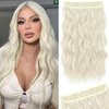 REECHO Blonde Hair Extensions, 20” One Piece Clip in Hair Extensions Thick Long Beach Wavy Natural Soft Synthetic Hairpieces for Women, Platinum Blonde