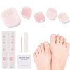 DUKASOU Semi Cured Gel Pedicure Strips, 26pcs Gel Toenail Stickers Full Nail Wraps Decorations Birthday Party Favor Gifts, Includes Prep Pads, Nail File & Wood Stick (Peach Blossoms)