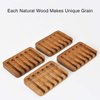 SUBEKYU Wooden Soap Dishes for Bathroom/Shower, Bar Soap Holder with Self Draining Tray, Natural Waterfall Drain Soap Saver, Teak (2P)